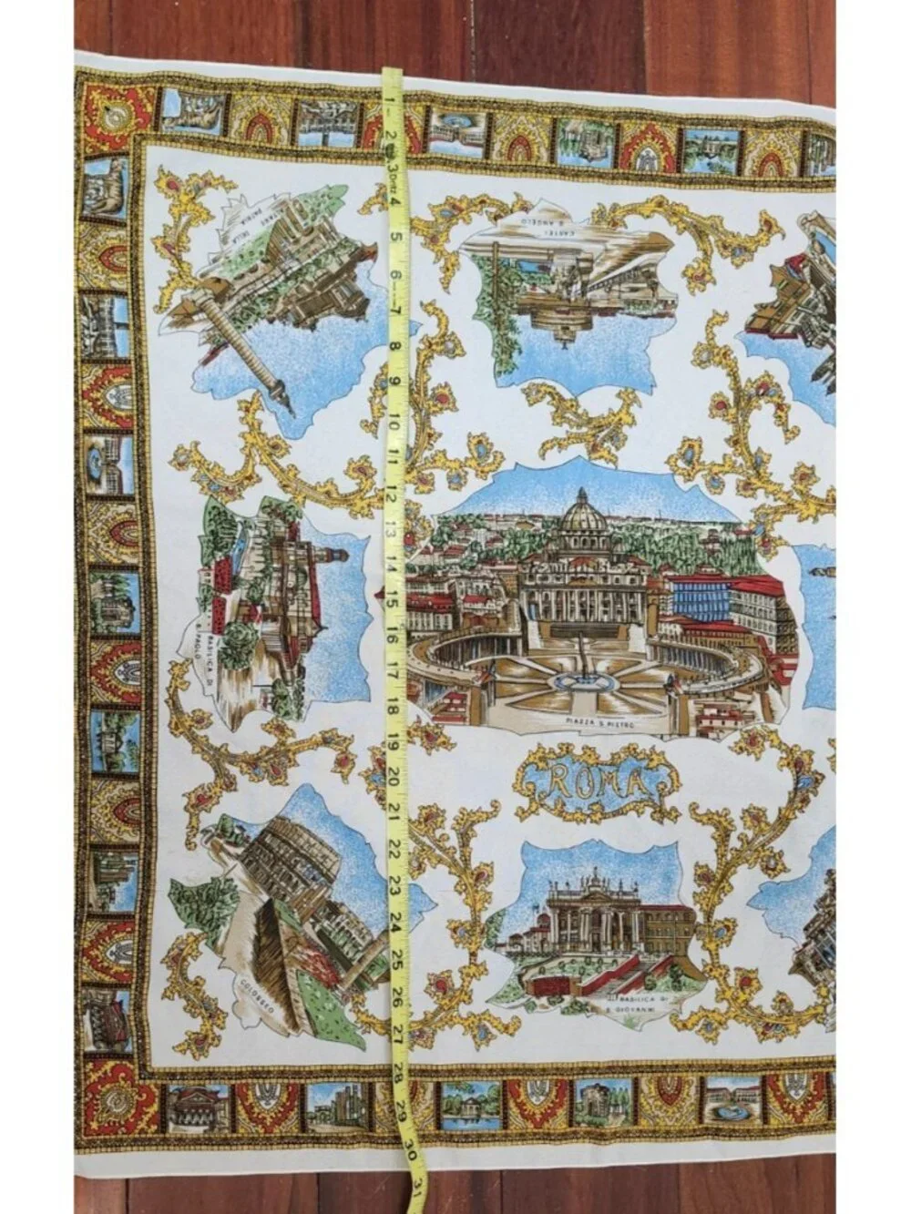 Vintage Roma Italy Scenic Square Scarf Made In Italy 100% Polyester Travel Print